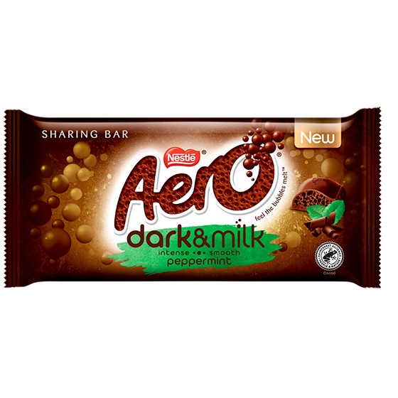 شکلات بار حبابی نعناع تیره و شیری Aero نستله 90 گرمی
