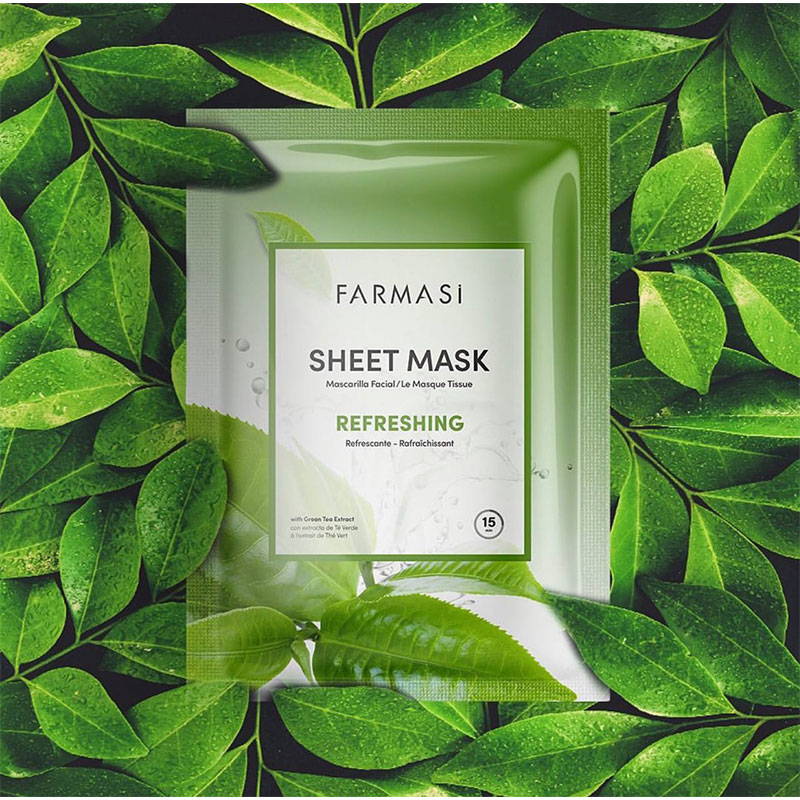 ماسک ورقه ای فارماسی Farmasi طراوت بخش حاوی چای سبز