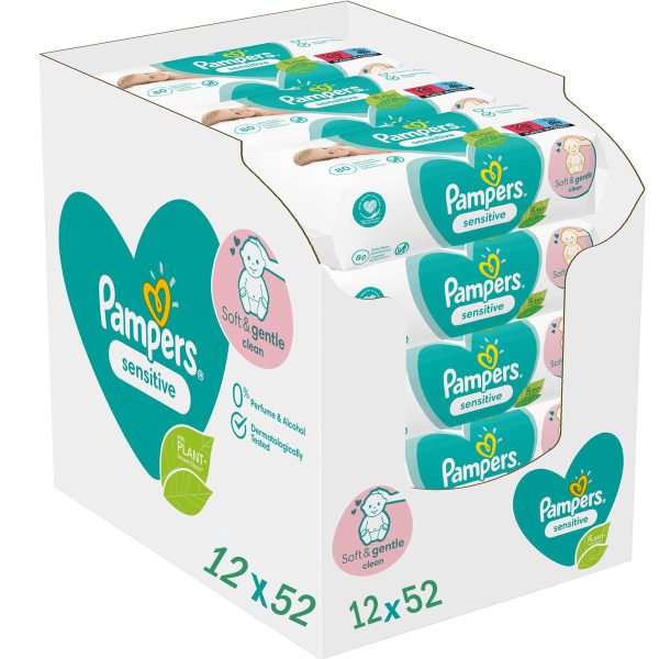 دستمال مرطوب نوراد پمپرز (pampers) ضد حساسیت کارتن 12 عددی (فروش عمده)