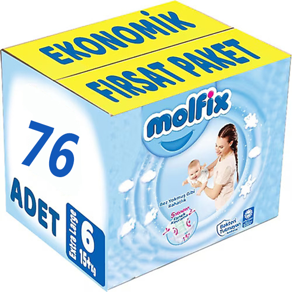 پوشک مولفیکس سایز 6 کارتن 76 عددی ترکیه