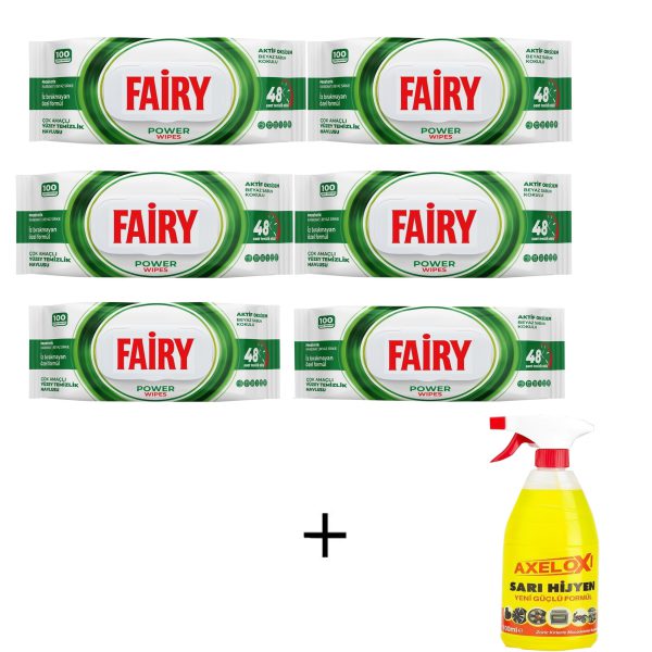 پک 6 عددی دستمال مرطوب سطوح فیری 100 عددی + اسپری سطوح هدیه